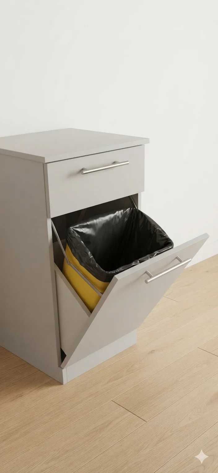 Mueble basurero integrado con cajón superior
