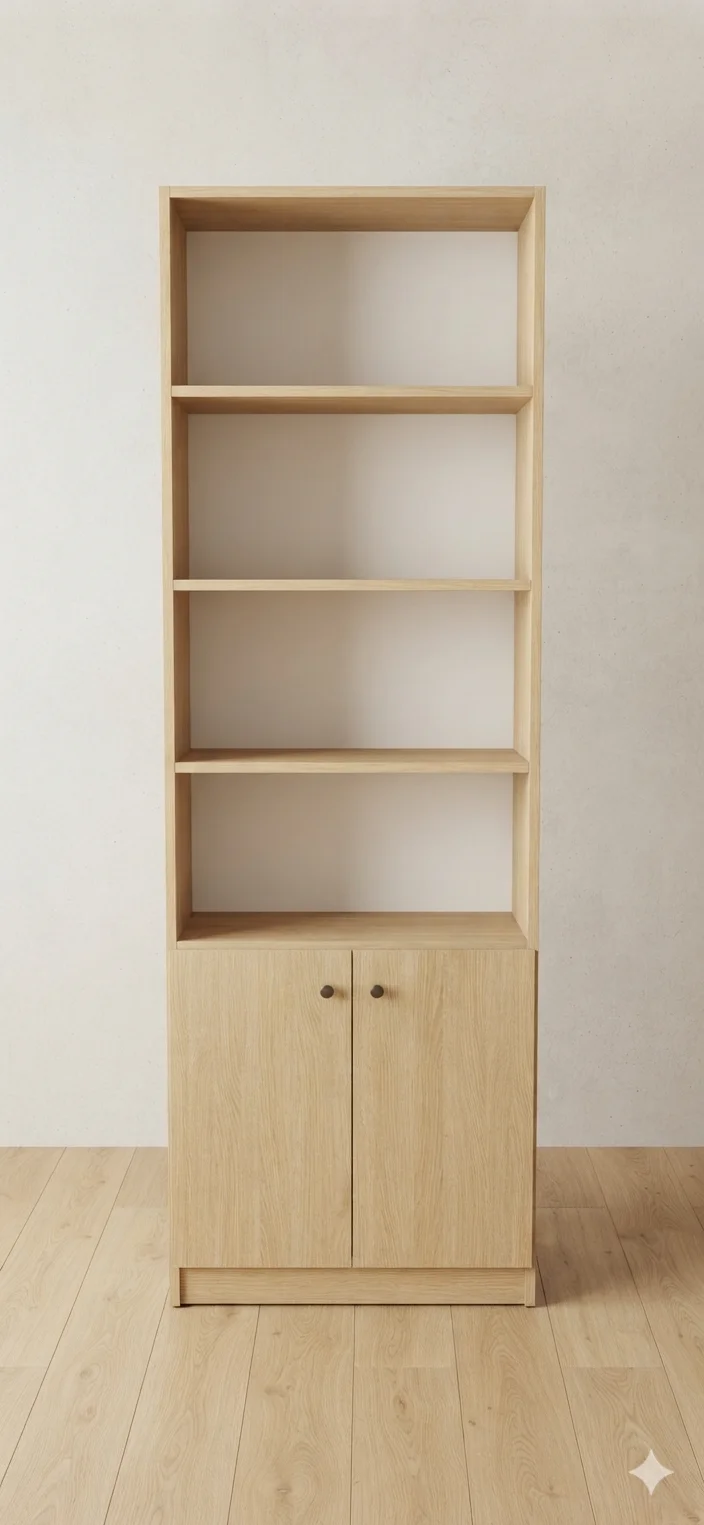 Estante alto con puertas y repisas en melamina